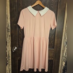 POGTMM 60s Inspired Pink & White Peterpan Collar, Wednesday Dress Sz L